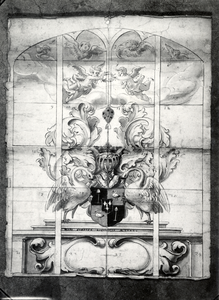 94460 Afbeelding van een ontwerp voor een gebrandschilderd raam in de Nederlands-hervormde kerk te Polsbroek (gemeente ...